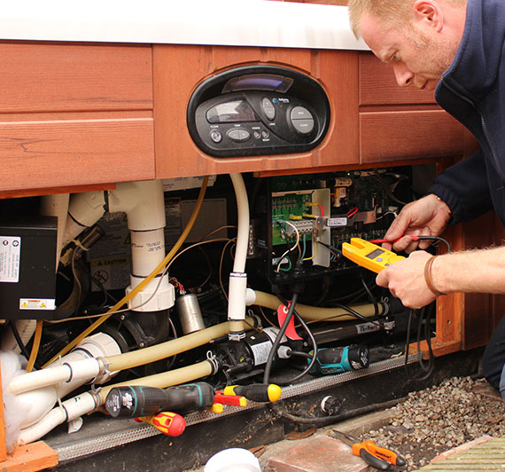 Hot Tub Repair Man at Work